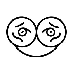Poster - Sad eyes emoji vector graphic illustration showing depression and anxiety in simple black line art style