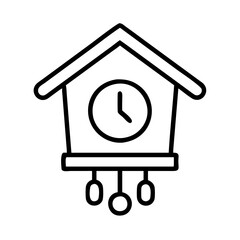 Poster - Cuckoo clock vector icon illustration, antique wooden clock, vintage time piece, wall decor, 90 character