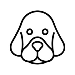 Poster - Dog face outline drawing vector illustration, puppy head simple line art design graphic image