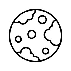 Poster - Outline planet vector illustration, space exploration, astronomy, celestial body, moon surface, craters