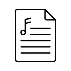 Poster - Music sheet document icon vector, musical notes paper file, song composition, melody notation, staff, line