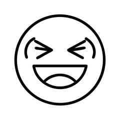 Poster - Laughing emoji face vector illustration for social media expression and communication design asset