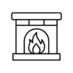 Aufkleber - Fireplace vector icon illustration, home interior heating appliance with flames design element