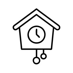 Poster - Cuckoo clock vector icon illustration, vintage wooden clock with pendulum, time keeping device