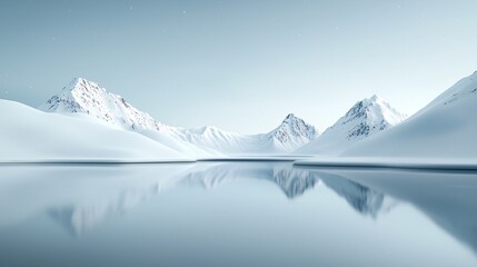 Poster - Virtual Nature, a snowy tundra where frost forms geometric data patterns, frozen lakes reflecting holographic constellations, ethereal and otherworldly, stunningly atmospheric, ultra-realistic