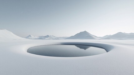 Poster - Virtual Nature, a snowy tundra where frost forms geometric data patterns, frozen lakes reflecting holographic constellations, ethereal and otherworldly, stunningly atmospheric, ultra-realistic