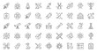 © Kinza - A vibrant collection of science and space exploration icons depicting rockets, atoms, molecules, telescopes, and lab equipment in a clean, minimalist line art style.
