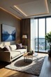 © Prayad - Modern apartment unit in luxury condo building, steel accents, modern decor, sleek furniture