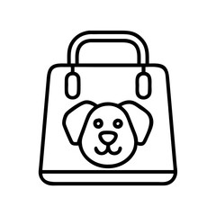 Poster - dog carrier bag vector icon illustration, pet travel tote with puppy face outline design element