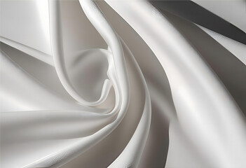 Poster - Elegant Fabric: Delicate folds of a white fabric, arranged in a swirling pattern. Creating a sense of luxury and softness. Perfect for textile design, fashion, or abstract backgrounds.