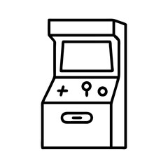 Fototapete - Arcade game machine vector illustration, retro gaming console outline, vintage entertainment system design