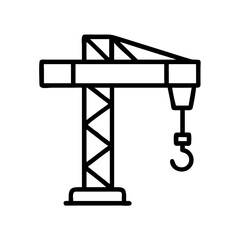 Poster - Outline construction crane vector icon illustration for building and industrial projects