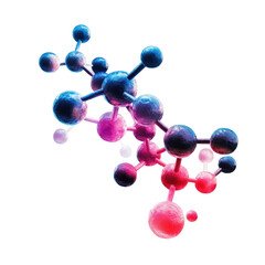 Poster - Molecule with dark neon light effect on Transparent background showcasing vibrant colors and intricate structure, Molecule with dark neon light effect PNG background