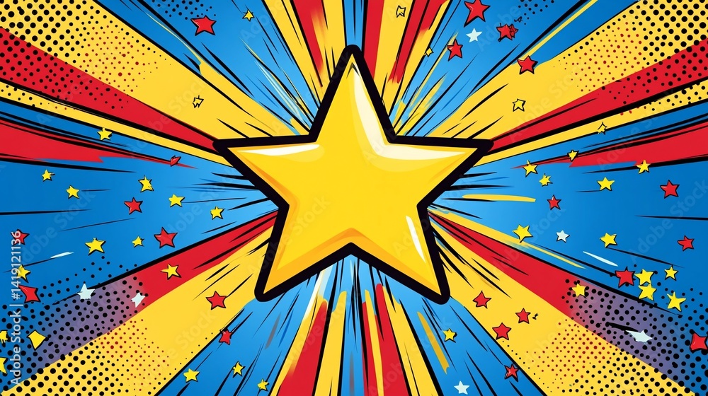 Comic Gold Pattern Background Gold star comic burst background design Stock Illustration | Adobe Stock