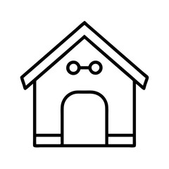 Poster - Dog house outline vector icon illustration, pet shelter, kennel, animal home design template, simple art