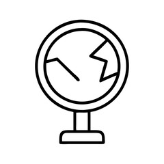 Poster - Broken globe icon vector illustration, damaged world symbol, outline style geography education concept