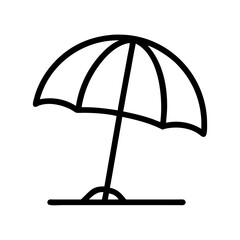 Poster - Beach umbrella vector icon summer vacation symbol sun protection parasol outline graphic design