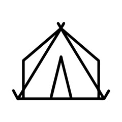 Poster - Camping tent outline vector illustration for outdoor adventure and travel equipment design needs