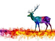© Isolated Stock - Majestic Rainbow Deer in Geometric Low Poly Art Style on Abstract Background
