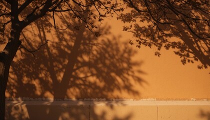 Poster - Captivating shadows of nature on a vibrant wall urban landscape artistic photography sunlit environment close-up view abstract concept
