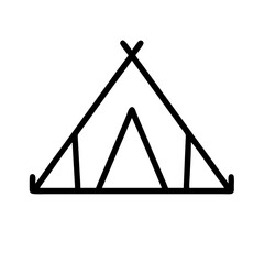 Poster - Camping tent outline vector icon for outdoor adventure and travel design element illustration
