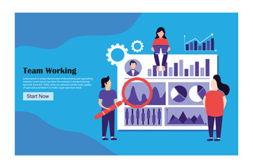 Poster - Business team on web reporting dashboard monitoring, and data analytics research for business financial planning concept