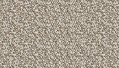 Poster - Metallic silver floral damask seamless pattern creating textured background, perfect for luxury designs