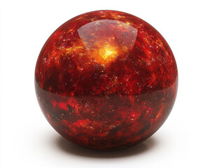 Poster - Fiery Red Sphere with Dynamic Abstract Texture Isolated on White Background