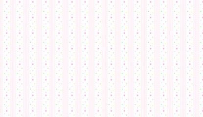 Poster - Pink striped pattern with colorful small dots and crosses creating a delicate and cheerful design