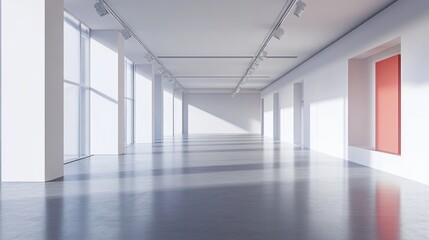 Aufkleber - Modern, bright, empty gallery space with large windows