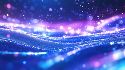Wall Mural - Abstract digital artwork featuring vibrant light waves.