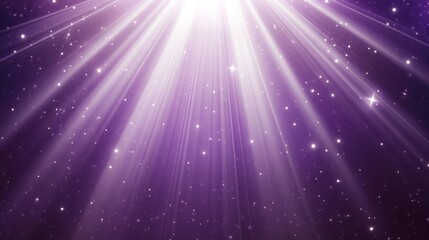 Poster - Radiant purple light beams with glittering stars