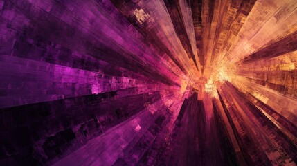Poster - Abstract digital tunnel of vibrant colors and geometric shapes