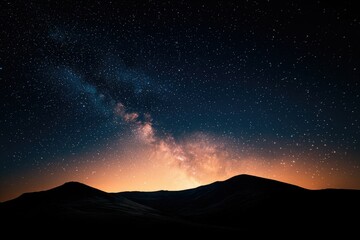 Wall Mural - milky way over mountains at night (1)