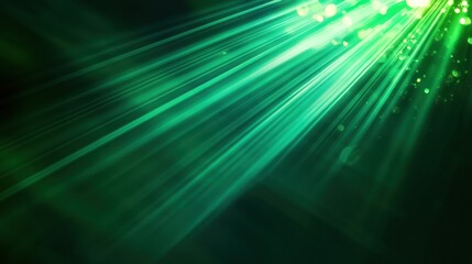 Poster - Radiant green light beams