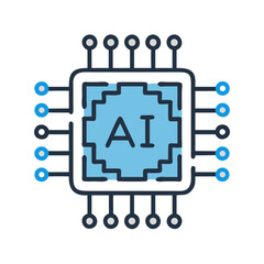 Aufkleber - AI Circuit Board Icon Representing Artificial Intelligence and Machine Learning