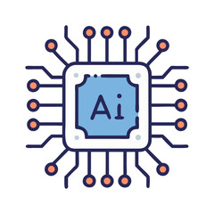Aufkleber - AI Circuit Board Icon Representing Artificial Intelligence and Machine Learning