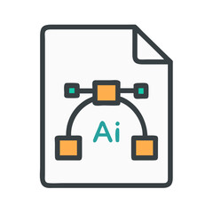 Poster - AI File Icon Representing Adobe Illustrator Document and Vector Graphics