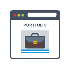 Poster - Browser with Briefcase Icon Representing Online Portfolio and Professional Work
