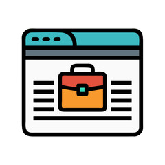 Fototapete - browser with briefcase icon representing online portfolio and professional work