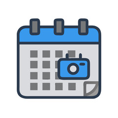Poster - Calendar with Camera Icon Representing Filming Schedule and Production Planning