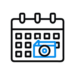 Fototapete - Calendar with Camera Icon Representing Filming Schedule and Production Planning