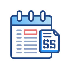 Aufkleber - Calendar with Document Icon Representing Billing and Payment Scheduling