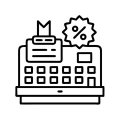 Aufkleber - Cash Register with Discount Badge Icon Representing Sale and Retail Promotions