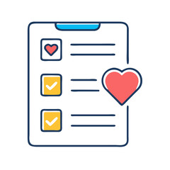 Poster - Checklist with Heart Icon Representing Customer Satisfaction and Loyalty
