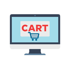Aufkleber - Desktop Screen with Cart Icon Representing Online Shopping and E-commerce