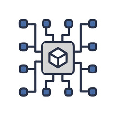 Poster - Digital Block Grid Icon Representing Blockchain Technology and Data Security