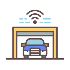 Poster - Garage Door Icon Representing Automated Garage and Vehicle Access