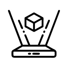Poster - Hologram Projection Icon Representing 3D Virtual Display and Digital Visualization