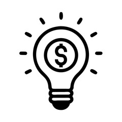 Aufkleber - Light Bulb with Dollar Symbol Icon Representing Innovative Ideas and Financial Value